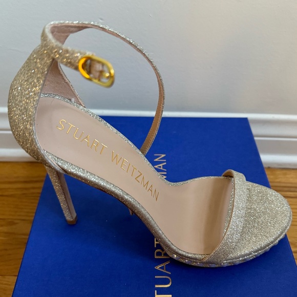 Stuart Weitzman gold platform nudist sandal NWT size 8 - Picture 2 of 8